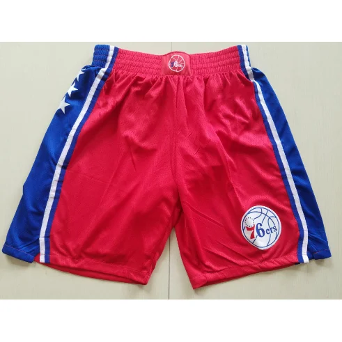 Red Blue Stripe Philadelphia 76ers Basketball Shorts