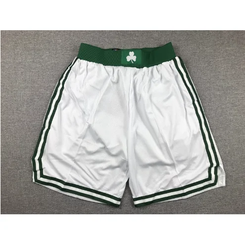 White Green Striped Basketball Shorts