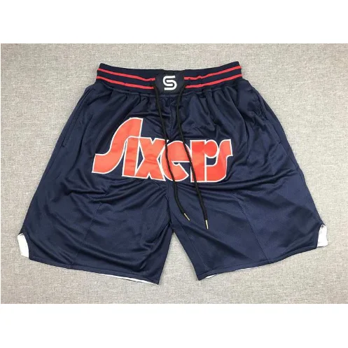 NBA Philadelphia 76ers Shorts Black Red Lettering Basketball Shorts