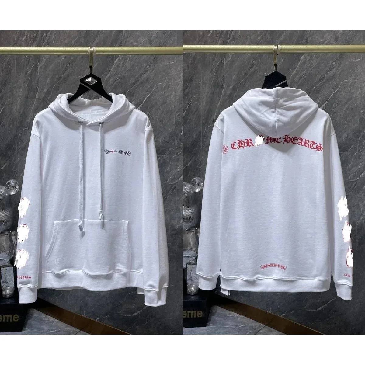 Chrome Hearts White CH Cross Hoodie