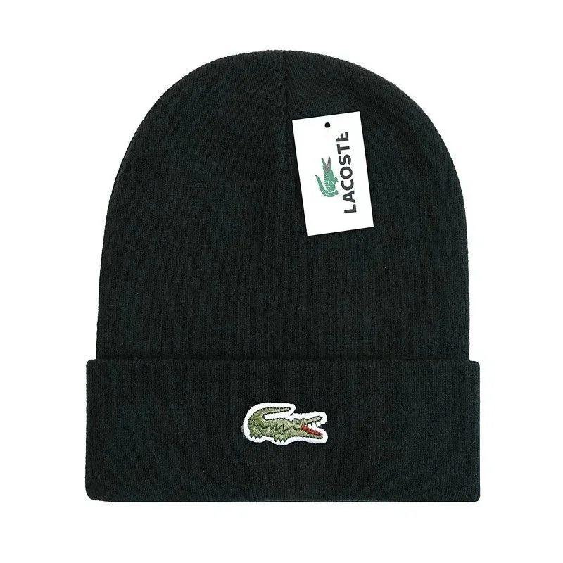 Lacoste Black Crocodile Beanie Hat