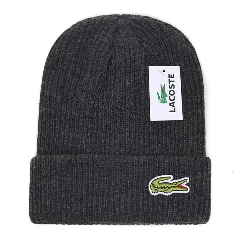 Lacoste Crocodile Beanie Dark Grey Headwear