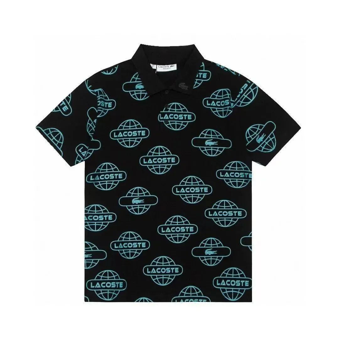 Lacoste All-Over Print Polo Shirt Black/Blue