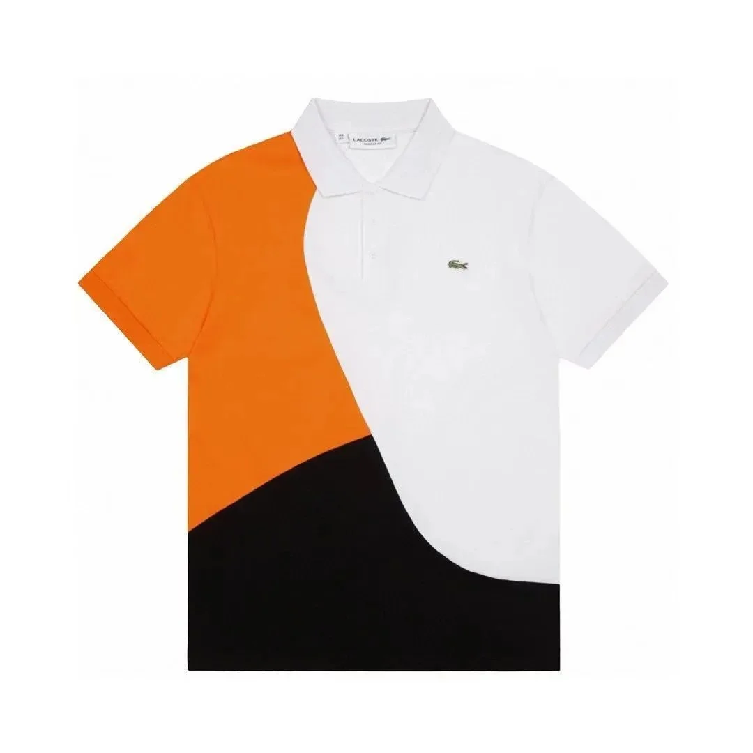 Lacoste Orange/White/Black Colorblock Polo Shirt