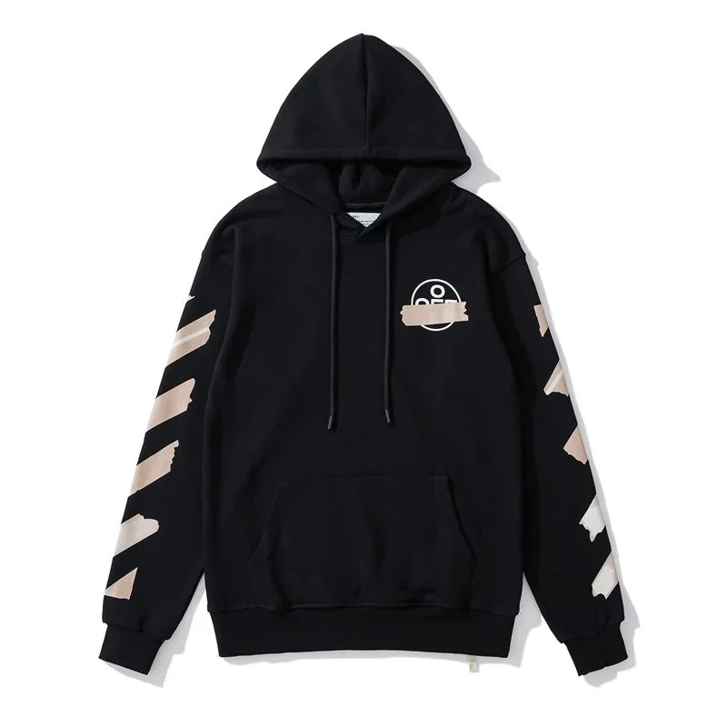 Off-White Off White c/o Virgil Abloh™ Hoodie Black with Beige Stripes