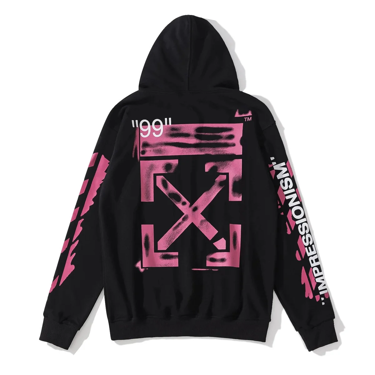 Off-White OW100 Black with Pink Graphic Hoodie