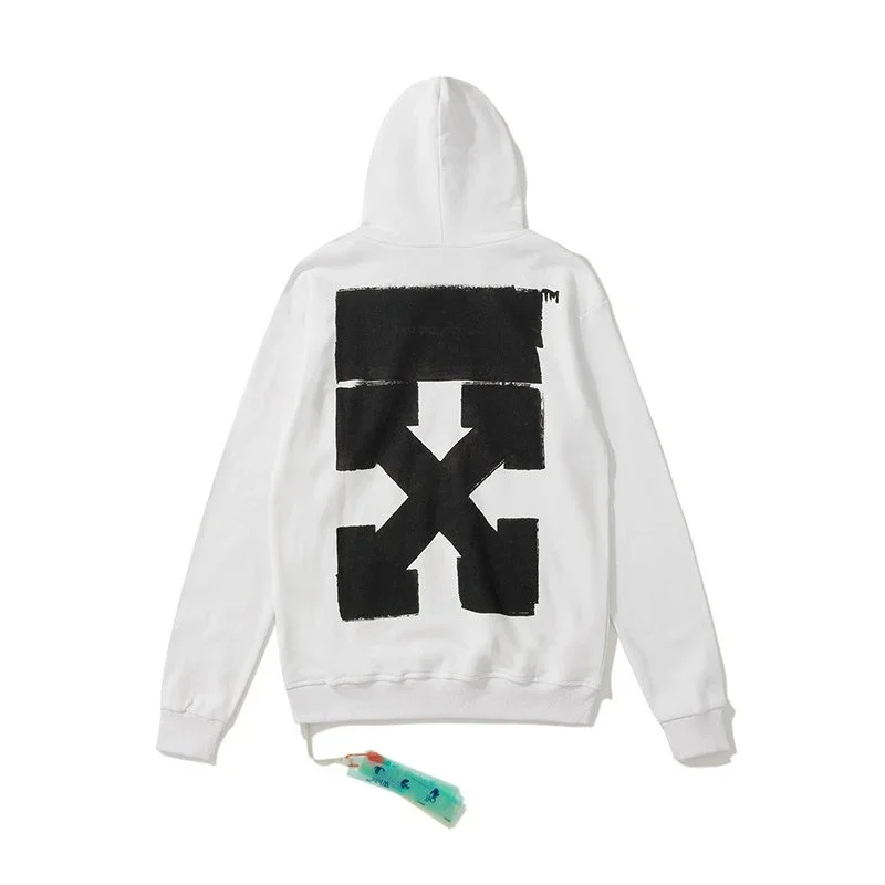 Off-White OW100 White Hoodie with Black Arrow Print