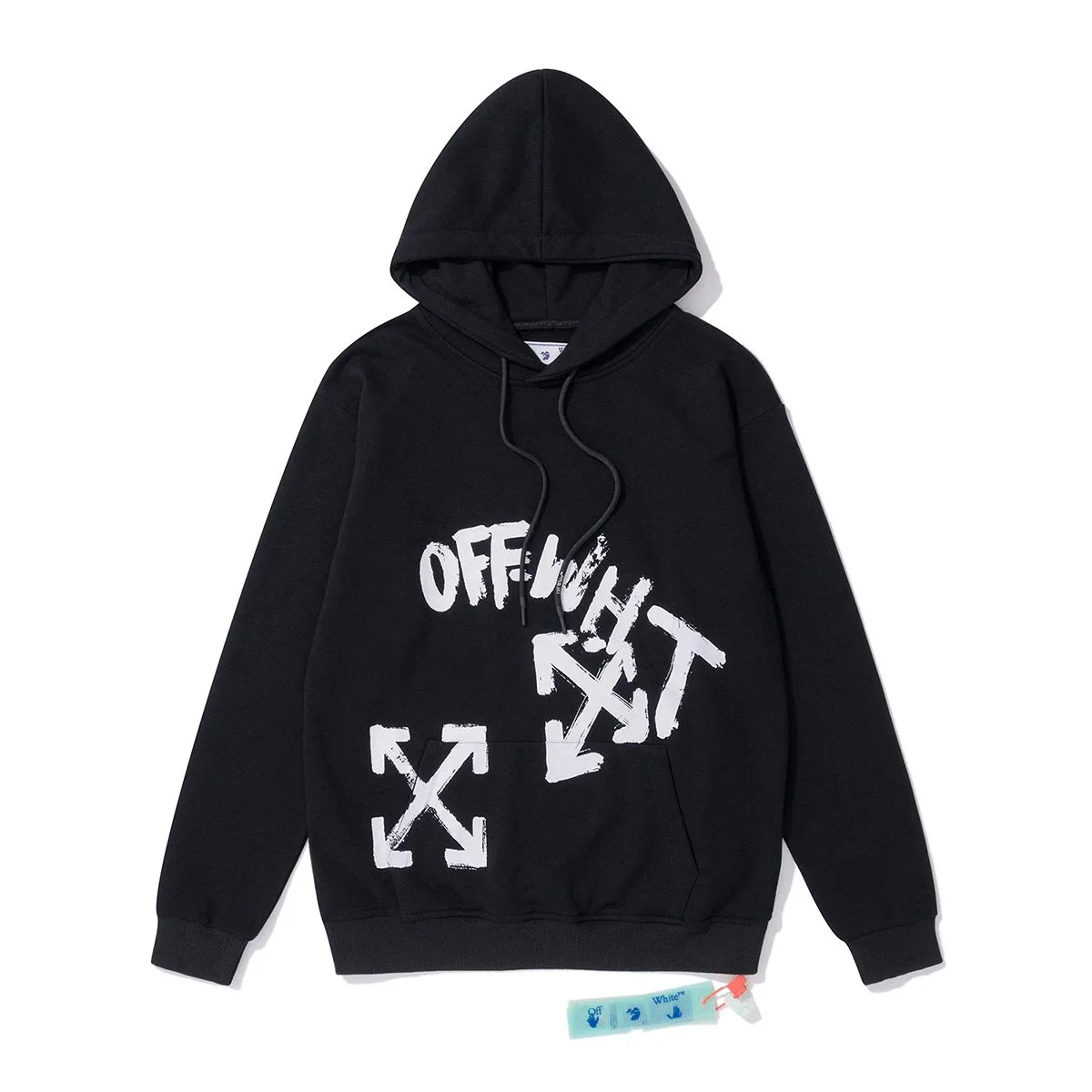 Off-White Hoodie with Arrow Print Black