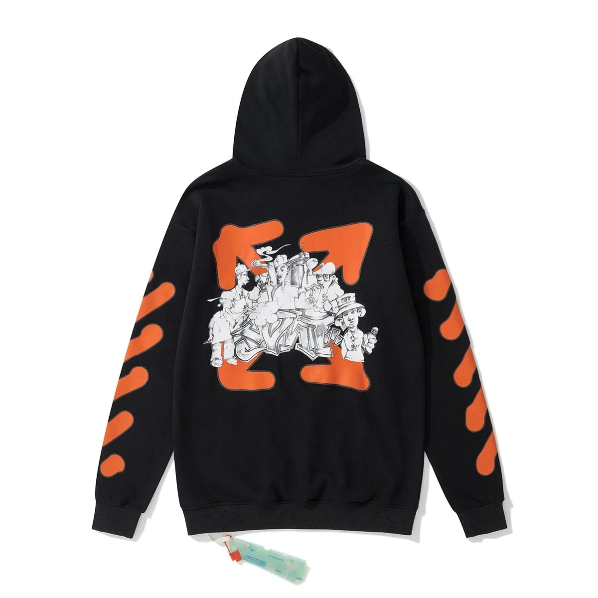 Off-White OW Hoodie Black with Orange Graphic