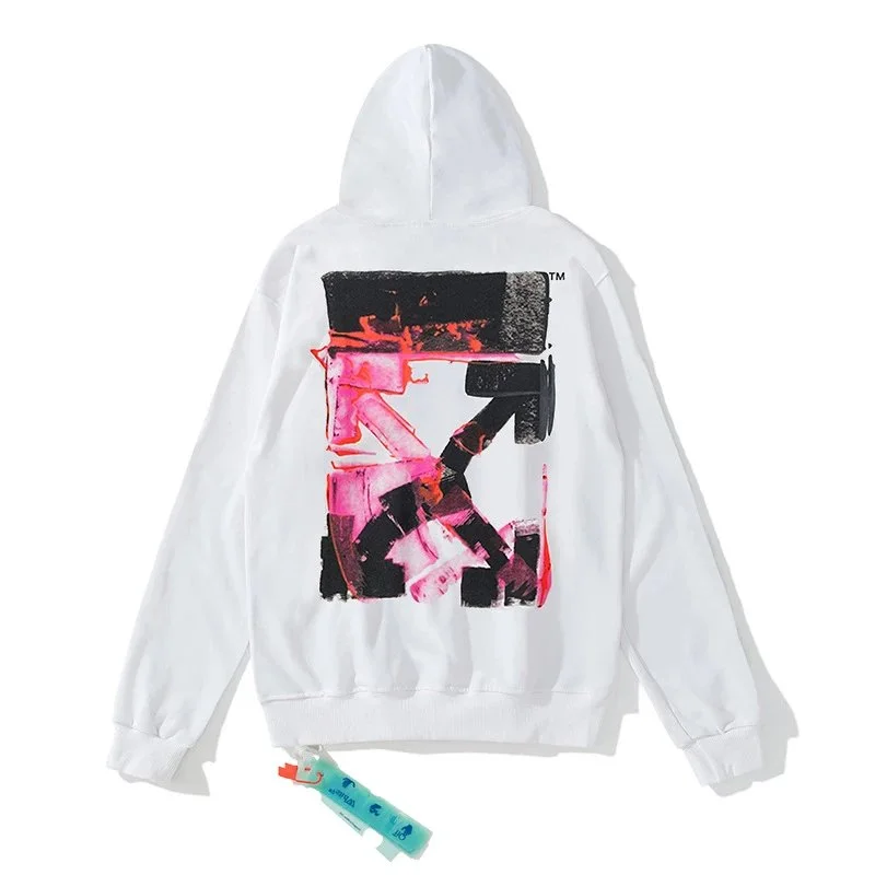 Off-White OW Arrow White Hoodie with Graphic Print