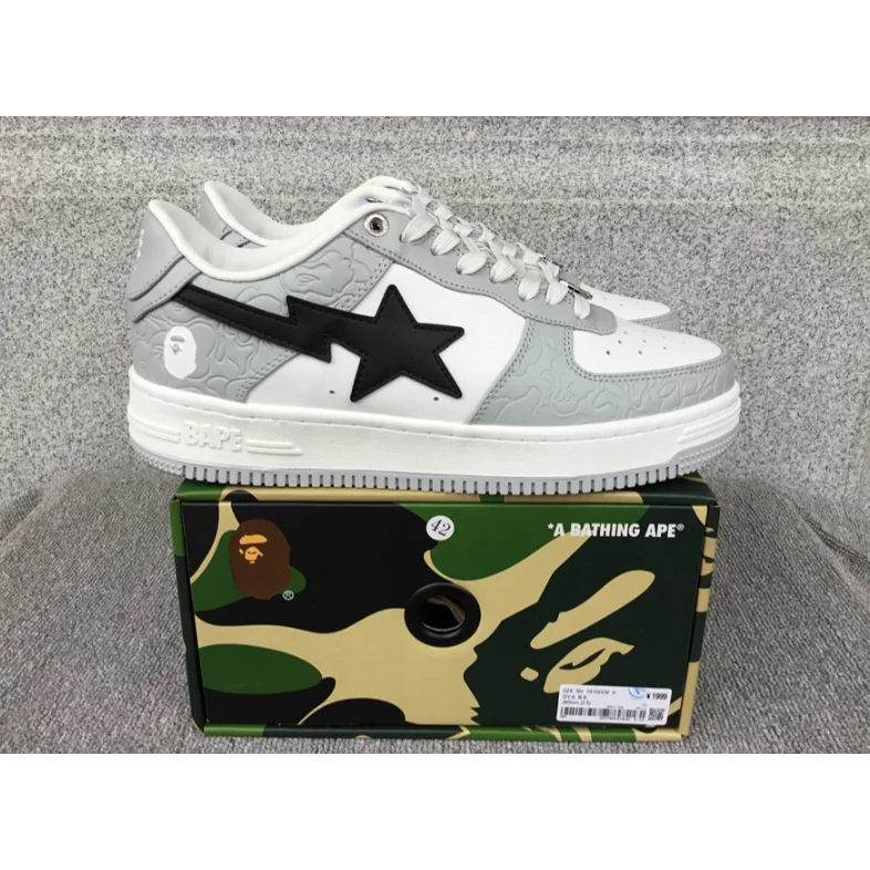 A Bathing Ape BAPE STA White/Grey Low Top Sneakers