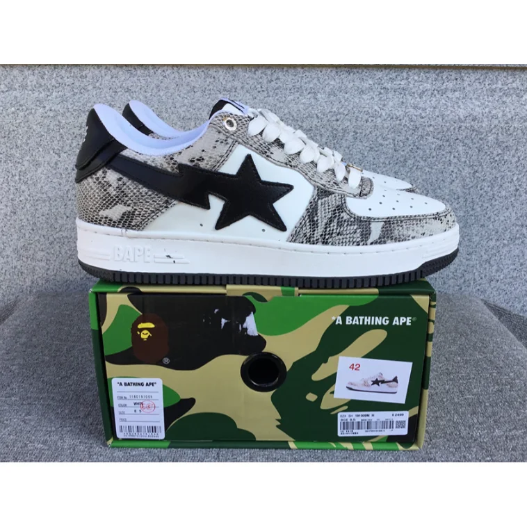 A Bathing Ape BAPE STA Snake Skin White/Black Sneakers