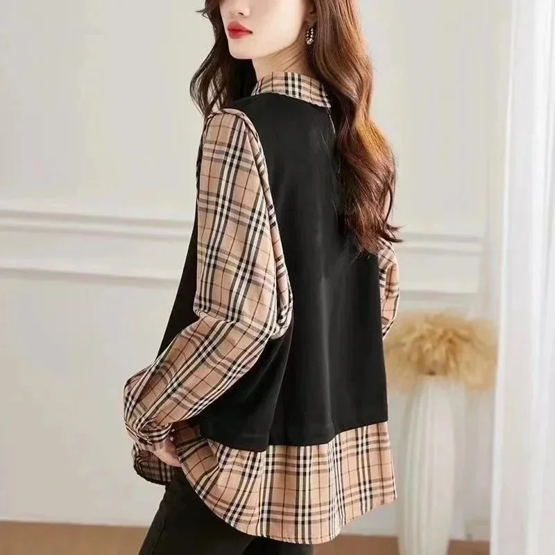 Unisex Plaid & Solid Top 05 Casual Shirt
