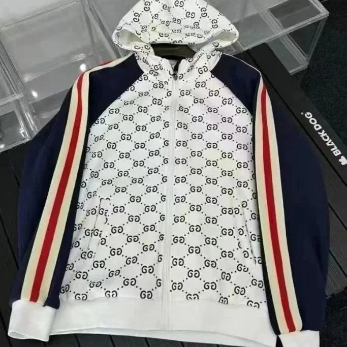 Gucci GG Monogram Hoodie White/Navy Track Jacket