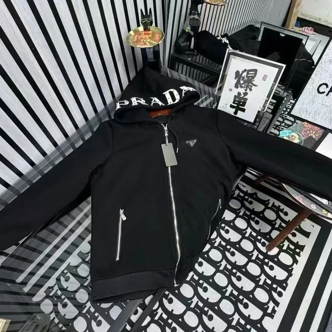 Prada Black Logo Hoodie Jacket