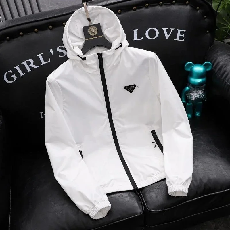Prada White Triangle Logo Jacket