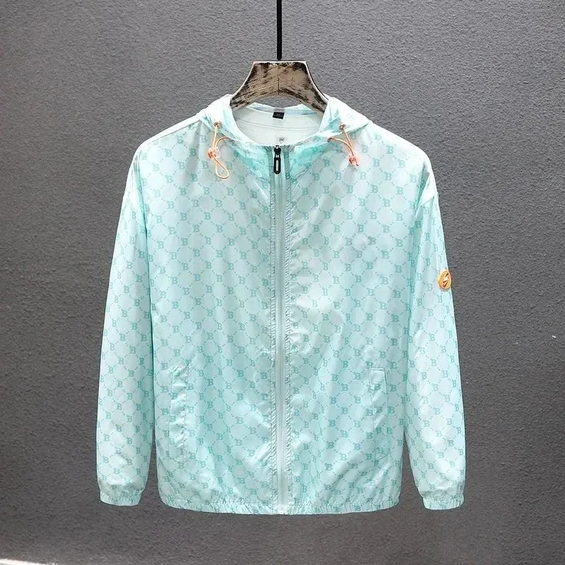 Light Blue Monogram Print Lightweight Jacket