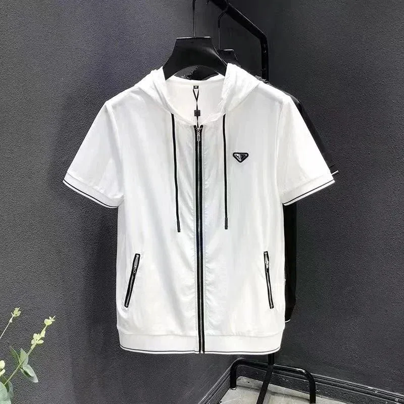 Prada White Logo Zip-Up Hoodie