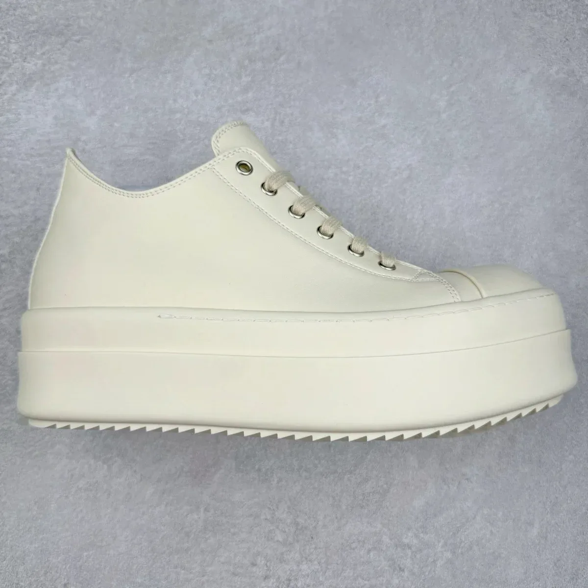 Rick Owens Geobasket RO纯白厚底低帮 Sneakers