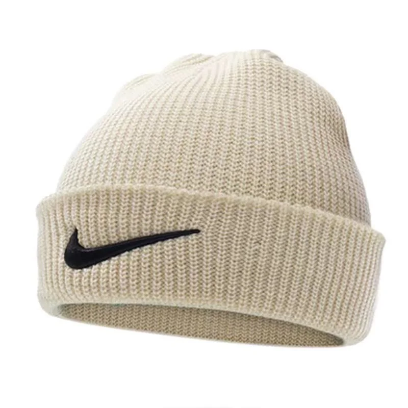 Nike Beanie Black Swoosh Cream Headwear