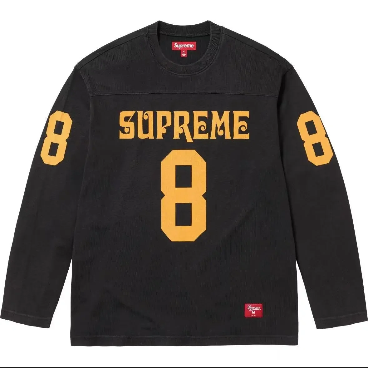 Supreme Black & Gold Number 8 Long Sleeve T-Shirt