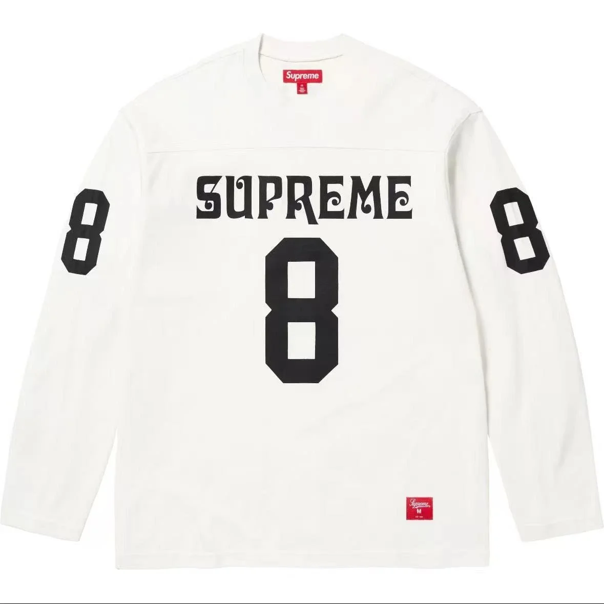 Supreme White '8' Long Sleeve T-Shirt