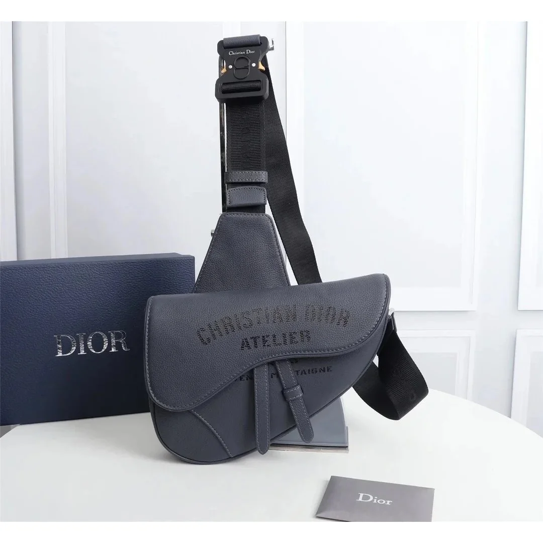 Dior Saddle Atelier Black Leather Crossbody Bag