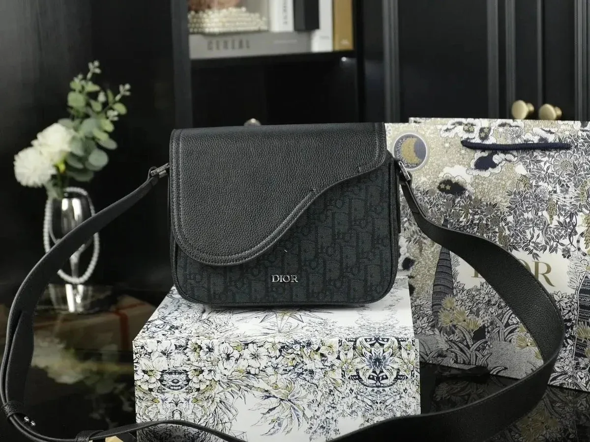 Dior Saddle Black Leather Crossbody Bag