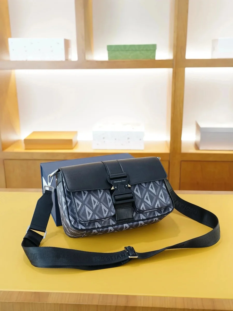 Dior Lady Dior Monogram Crossbody Bag Black/White