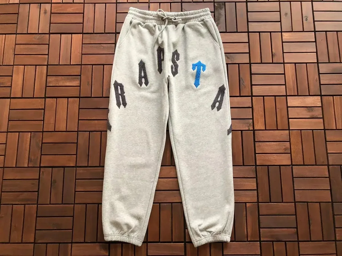 Light Grey Rapsta Sweatpants with Blue & Black Lettering