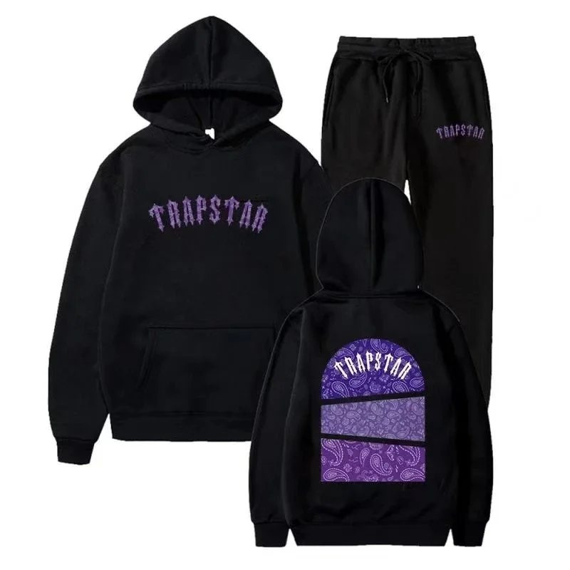 Trapstar Black Purple Paisley Hoodie & Sweatpants Set