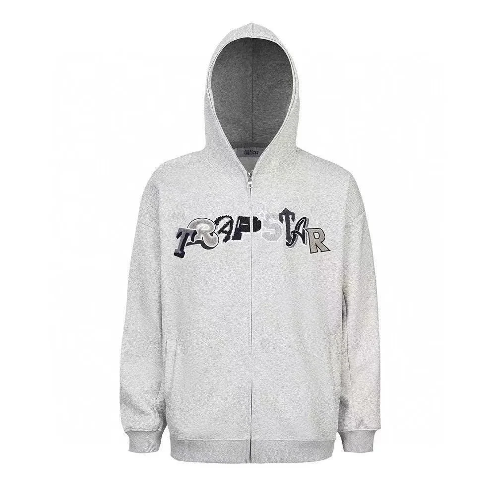 Trapstar Grey Embroidered Zip-Up Hoodie