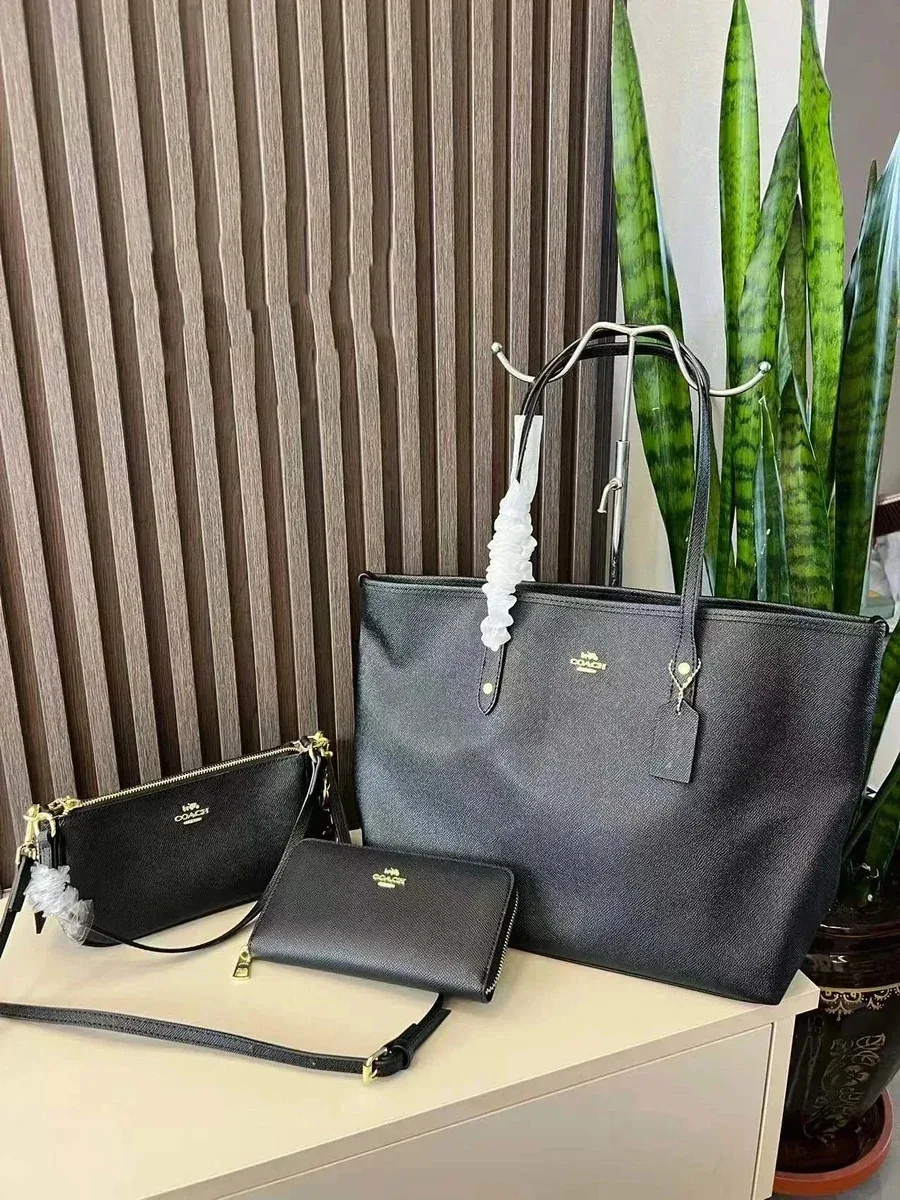 Coach Signature Black Tote with Wallet Set