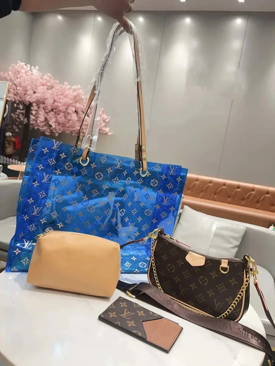 Louis Vuitton Neverfull Monogram Blue Tote Bag