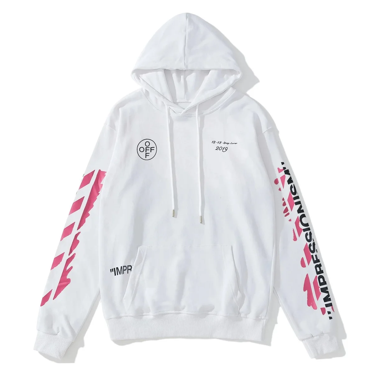 Off-White Hoodie White with Pink Graphics