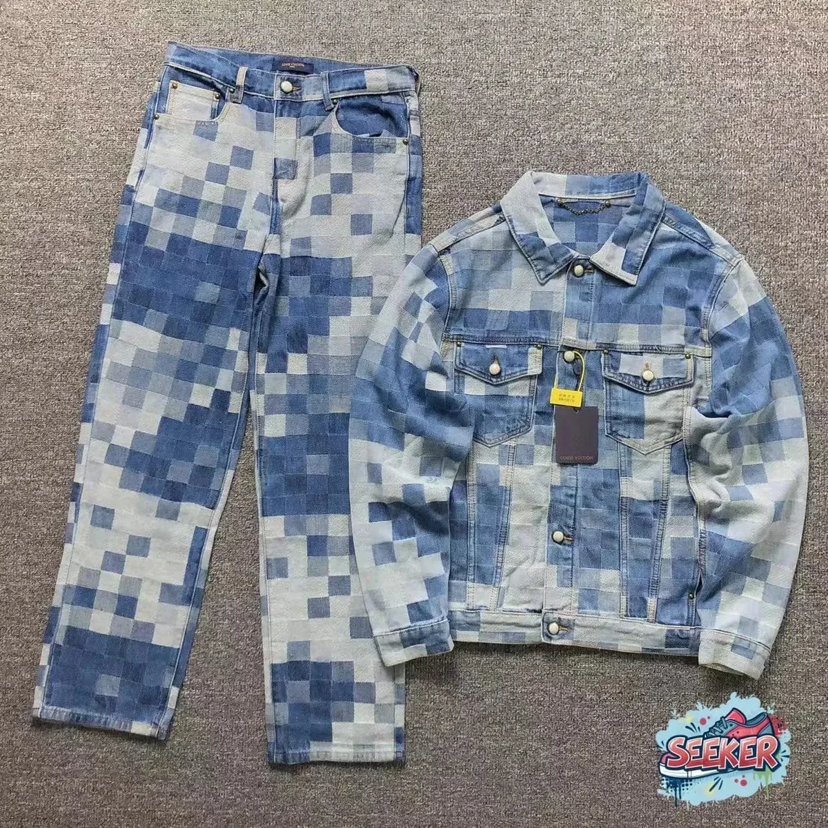 Louis Vuitton Tabi Pixel Denim Jacket & Jeans Set