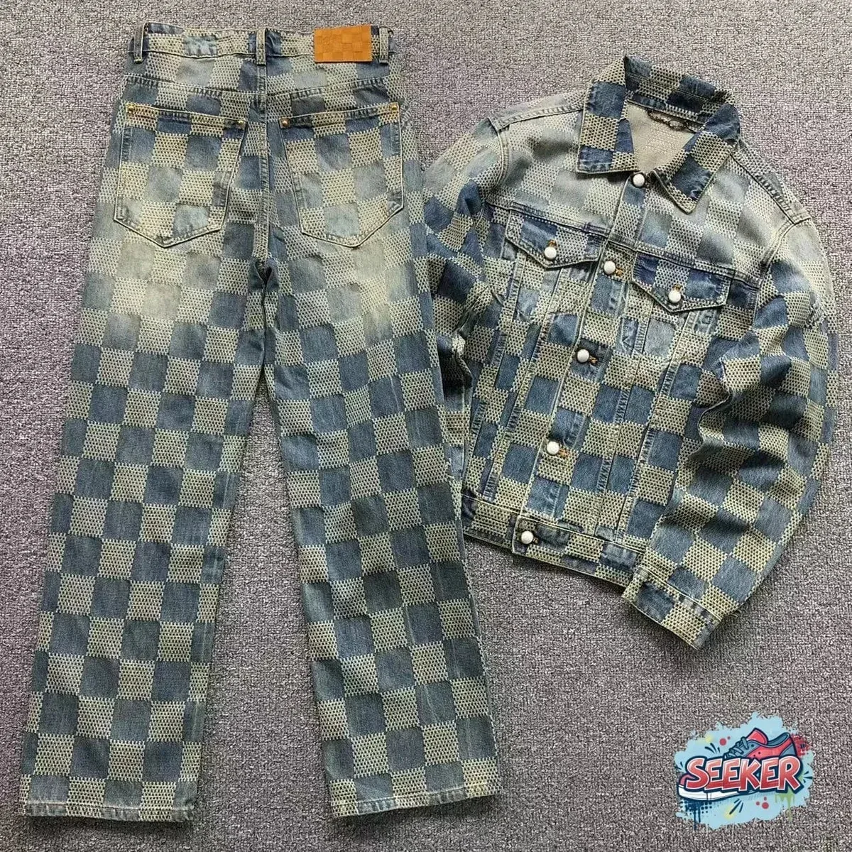 Louis Vuitton Tabi Checkerboard Denim Set