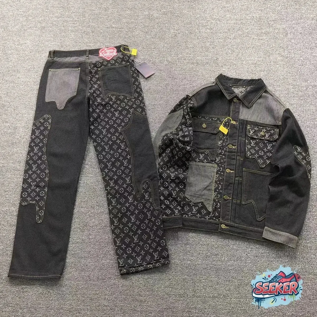 Louis Vuitton Neverfull Monogram Denim Jacket & Jeans Set