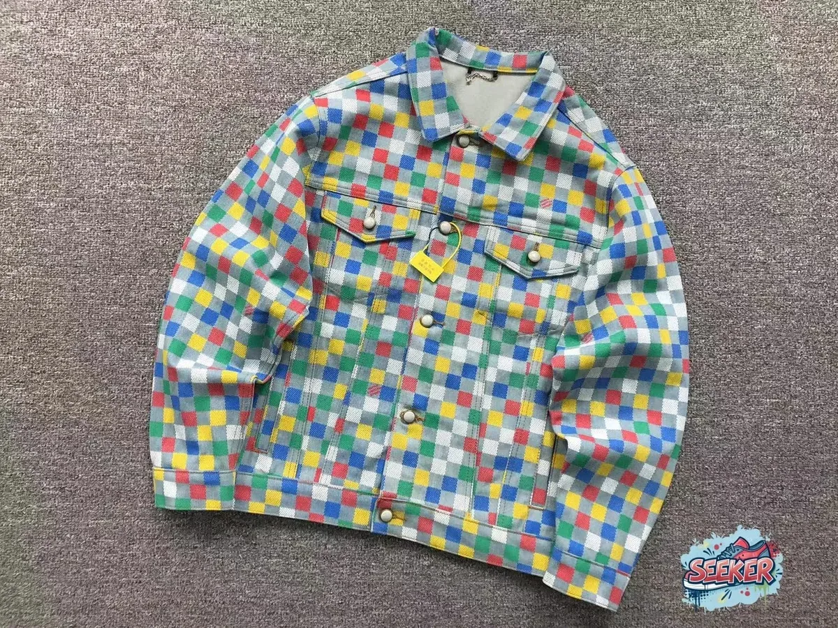 Colorful Checkered Denim Jacket