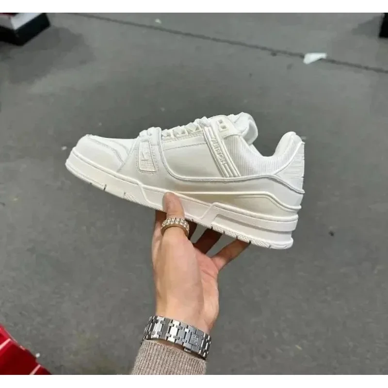 White Leather Sneakers Low Top