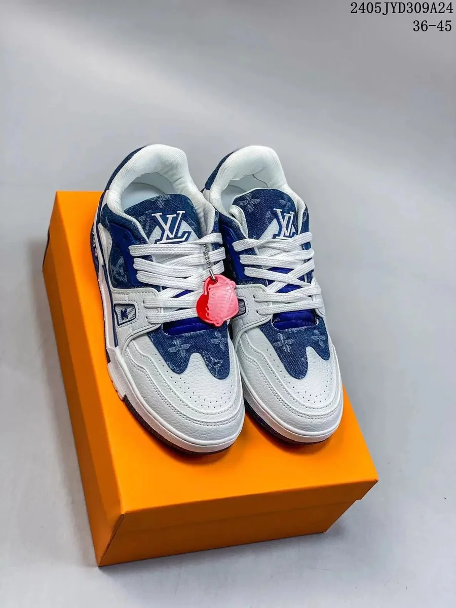 Louis Vuitton LV Trainer Denim White Sneakers