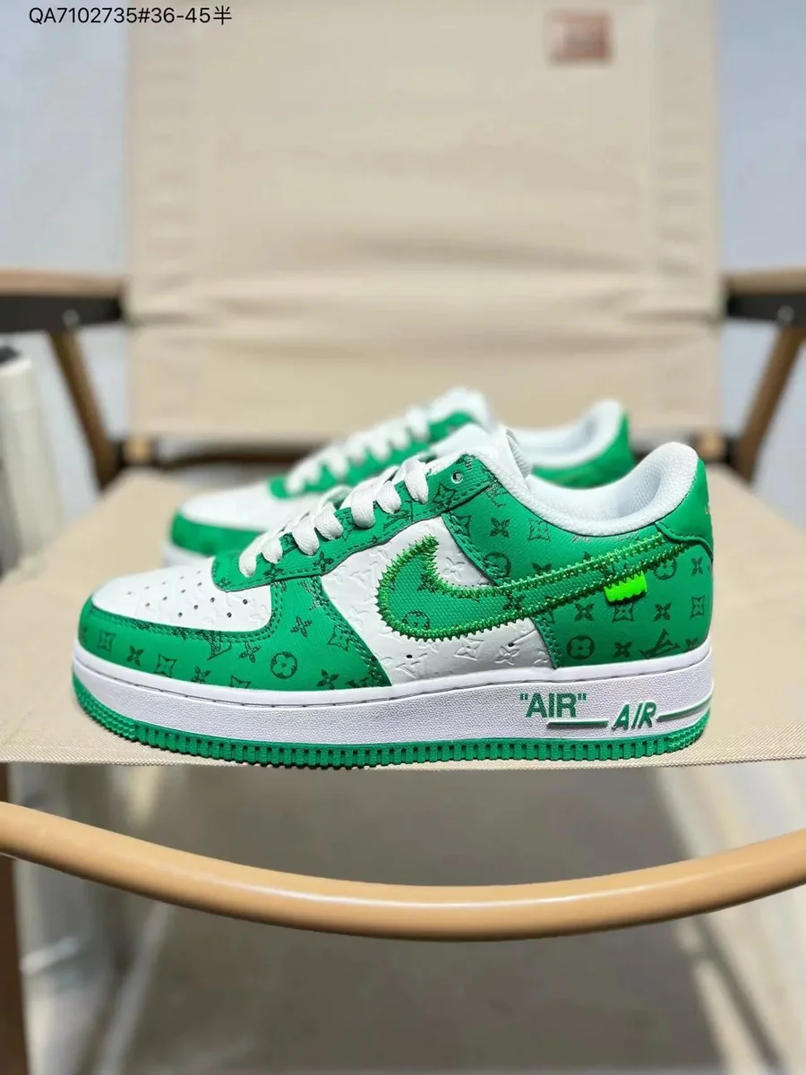 Nike Air Force 1 Green Monogram Low Sneakers