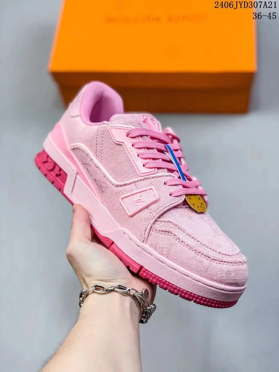 Louis Vuitton LV Trainer Pink Denim Sneakers