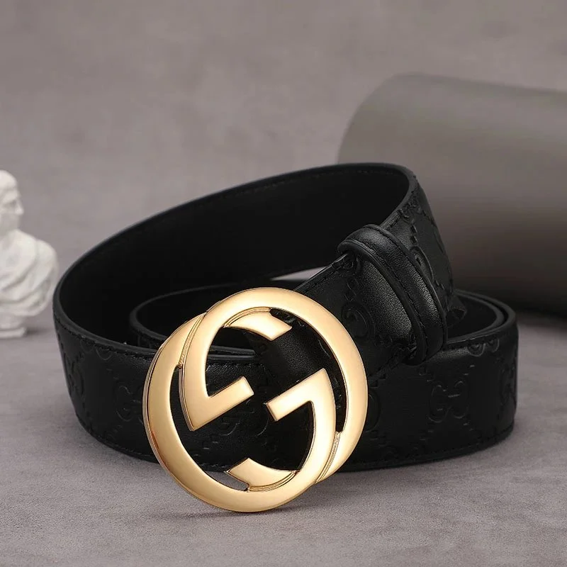 Gucci GG Logo Belt Black Gold Belt
