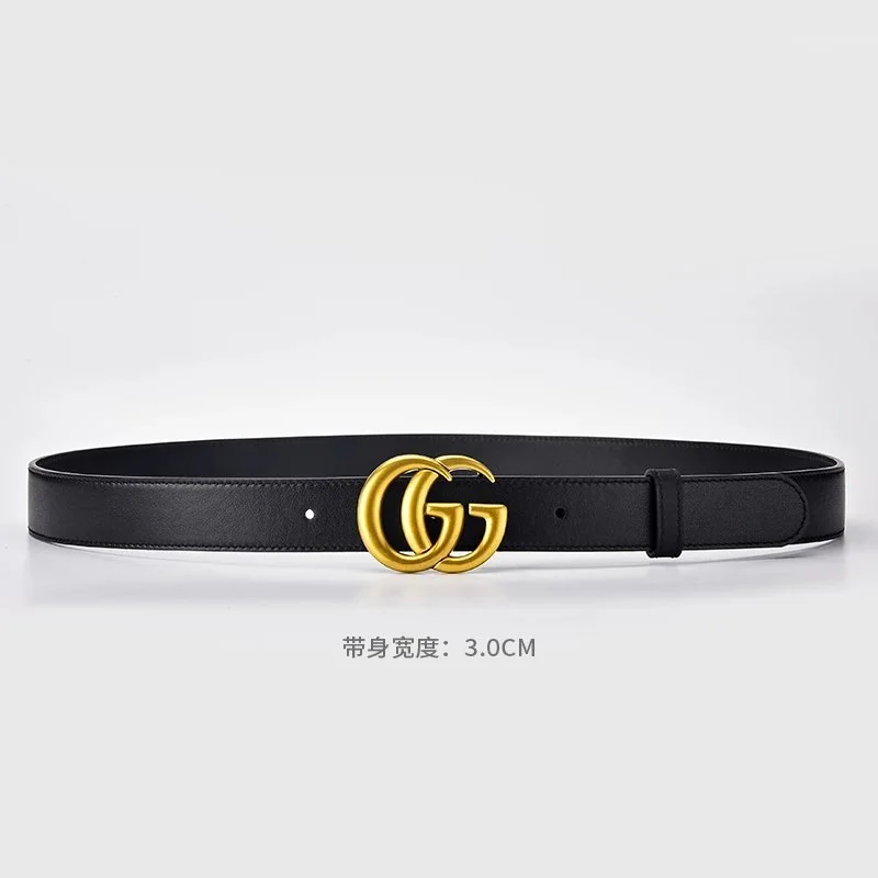 Gucci GG Monogram Black Leather Belt