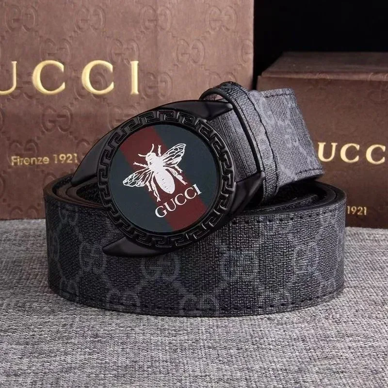 Gucci Bee Motif Canvas Belt Black