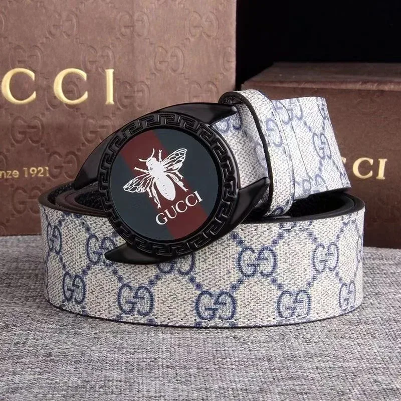 Gucci Bee Print Canvas Belt Black/White