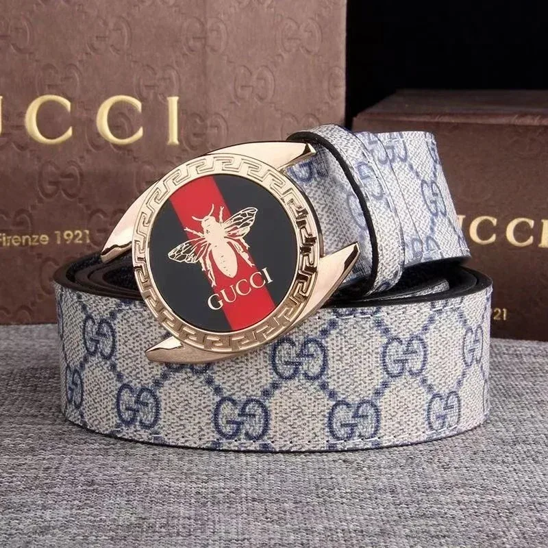 Gucci Bee Motif Canvas Belt Black/Red