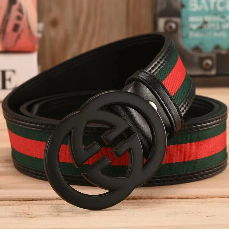 Gucci Web Stripe Leather Belt Black