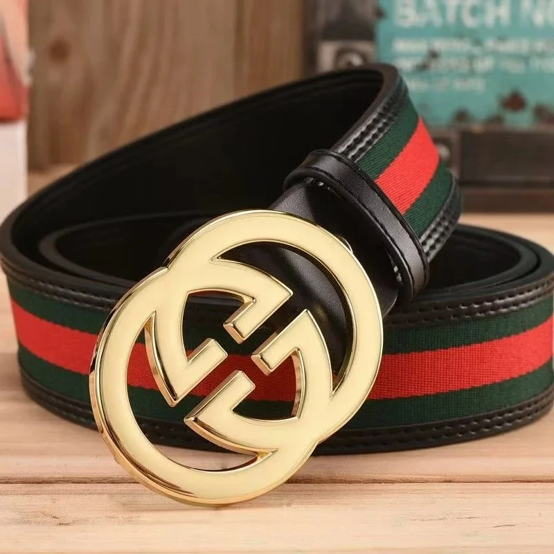 Gucci Web Stripe Belt Black Red Leather